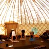 2011 Scaravelli yoga retreat with Catherine Annis Tilton House yurt inside