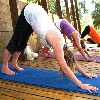2012 Scaravelli inspired yoga teacher Catherine Annis Italy downward dog