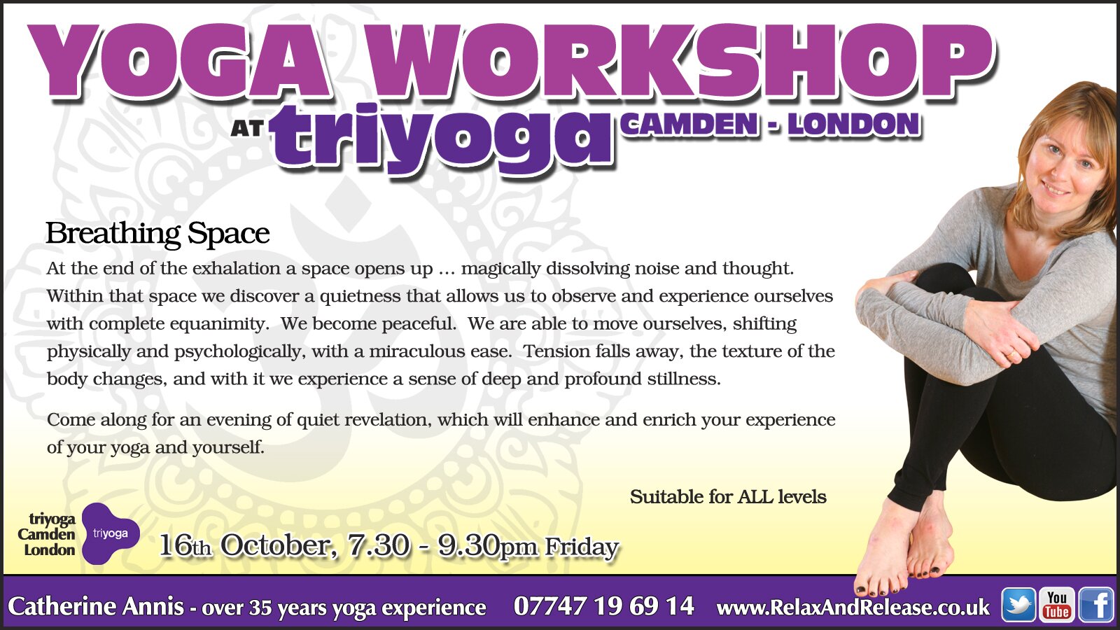 Triyoga, Yoga, Workshop, October, 2015, Jamestown Road, Camden, Scaravelli Inspired, Catherine Annis, London, UK, NW1, Friday